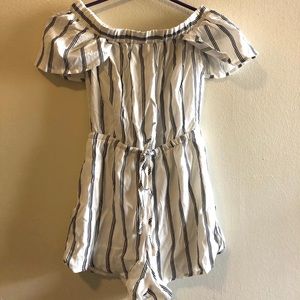 White and black striped romper